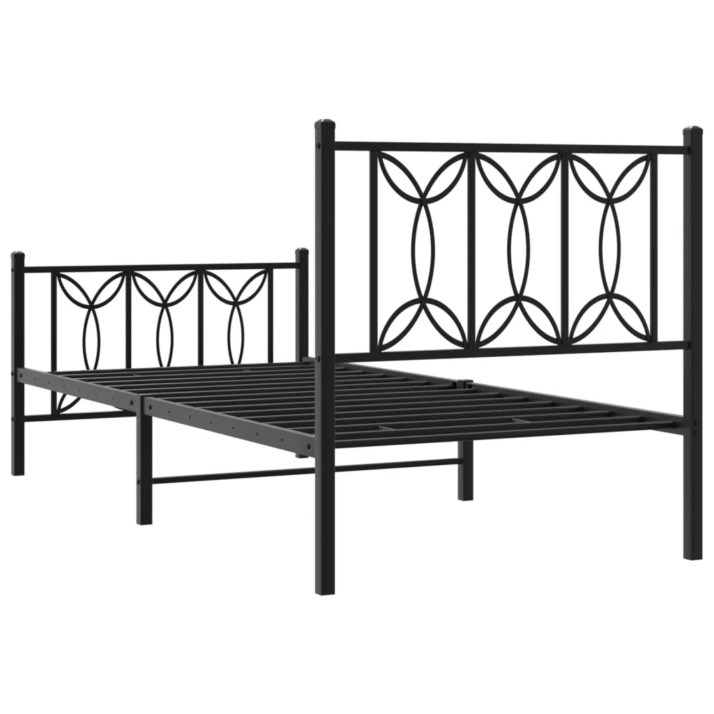 Giroletto con Testiera e Pediera-Struttura Letto Metallo Nero 90x200 cm 584875