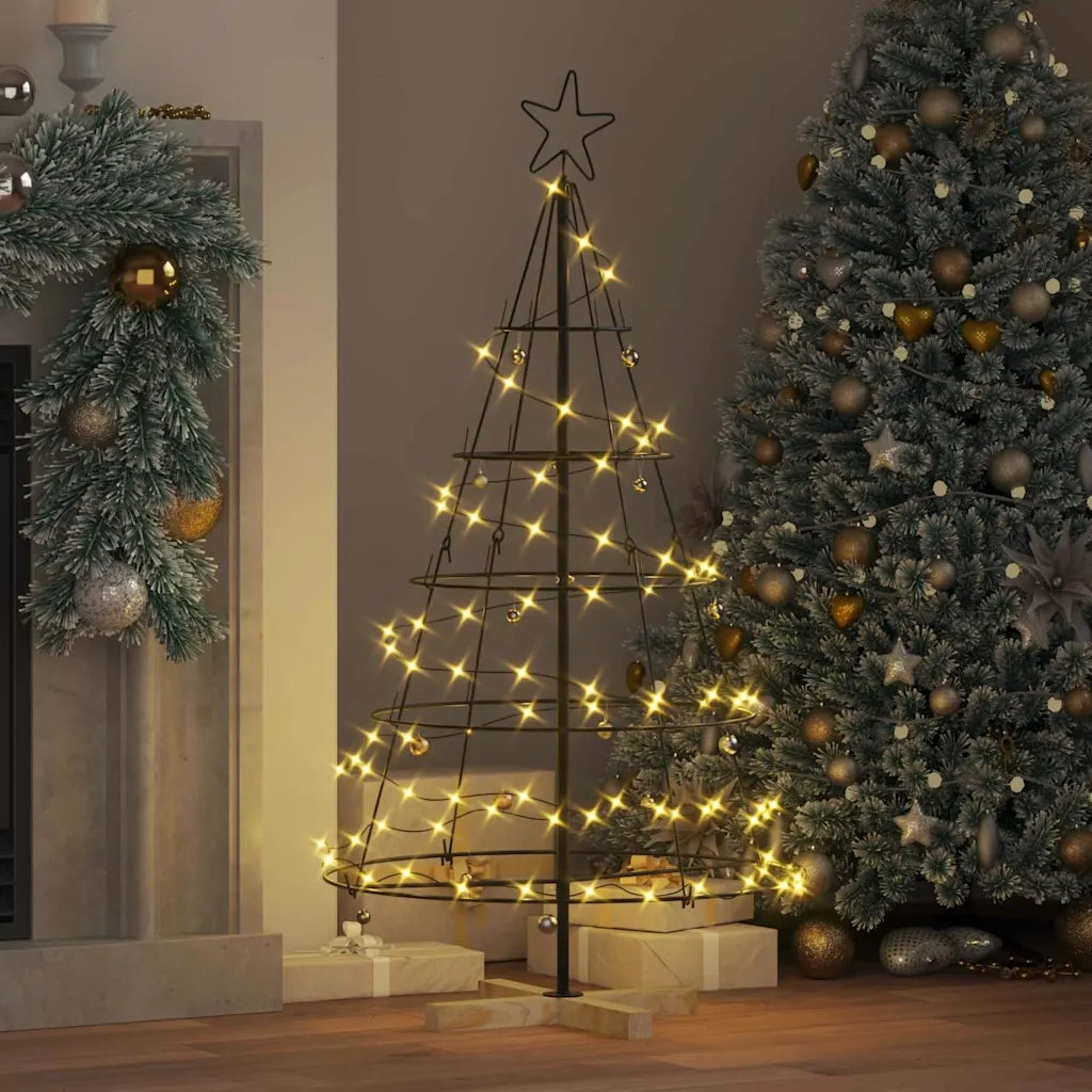 Albero a Cono di Natale con supporto Nero 126 cm Acciaio 42019159
