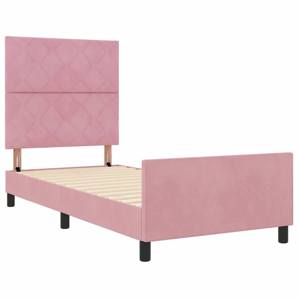 Letto a molle con testiera Rosa 90 x 200 cm Velluto