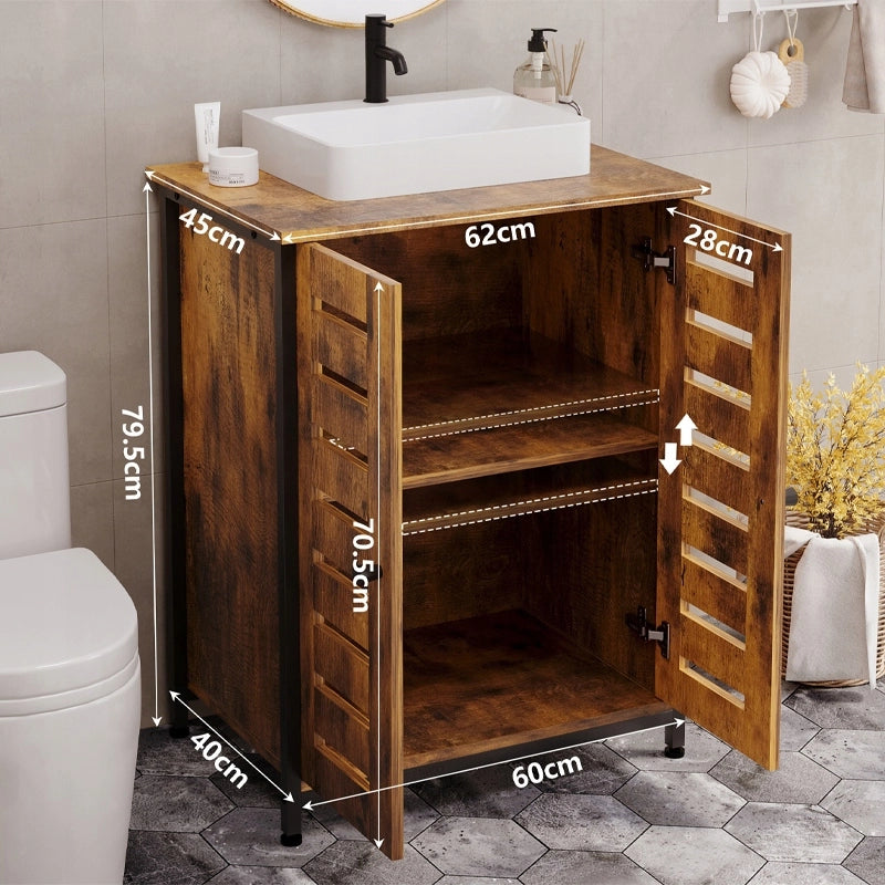 Mobile bagno in stile loft marrone, rustico