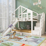 LETTO a castello casetta 90x200 cm bianco con scivolo