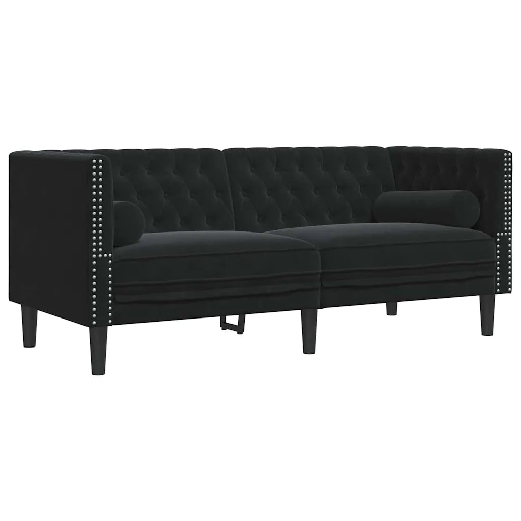 Divano per Soggiorno 2 pcs Nero 194 x 74,5 x 70,5 cm Velluto 3385866