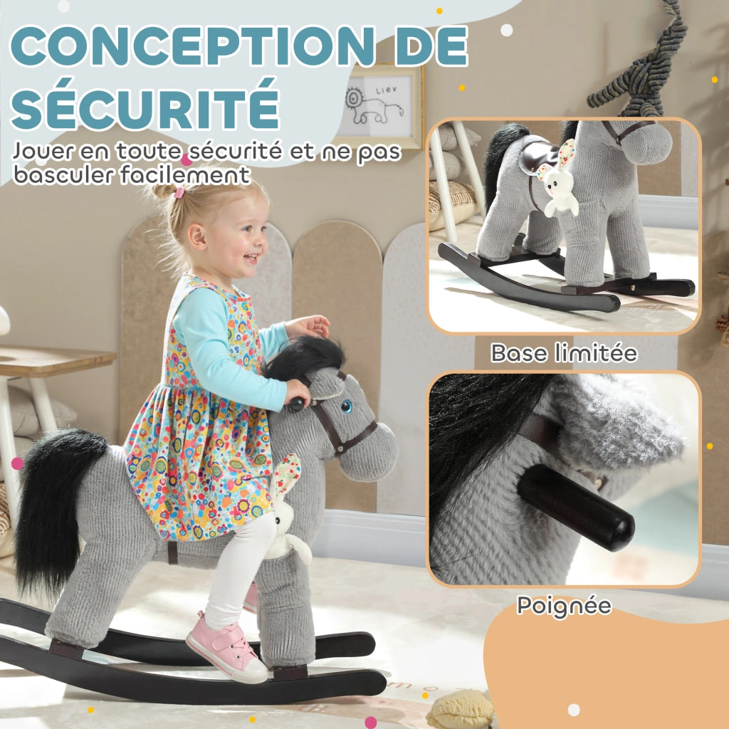 Cavallo a Dondolo per Bambini ¨C Minimal ¨C Grigio 71x26x55 cm
