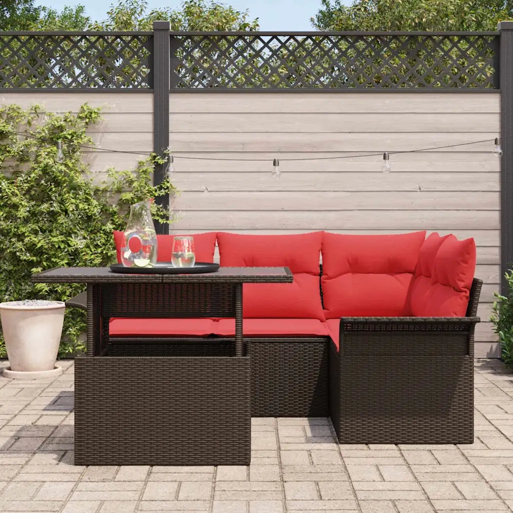 Set Divano da Giardino con cuscino 5 pcs Marrone polyrattan 3348280