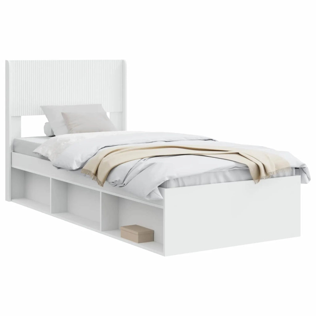 Struttura del letto con stoccaggio e testata-Giroletto con contenitore Bianco 75 x 190 cm 663539