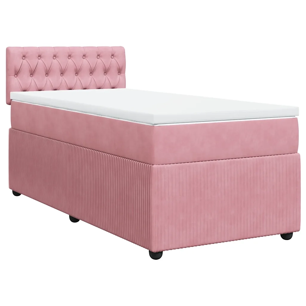 Giroletto a Molle con Materasso Rosa 90x200 cm in Velluto