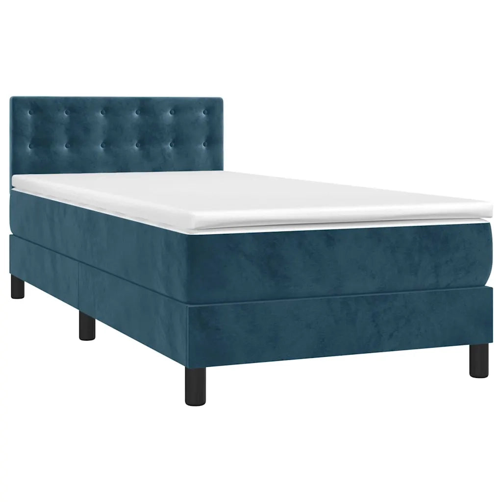 Letto a Molle con Materasso e LED Blu Scuro 100x200 cm 3134631