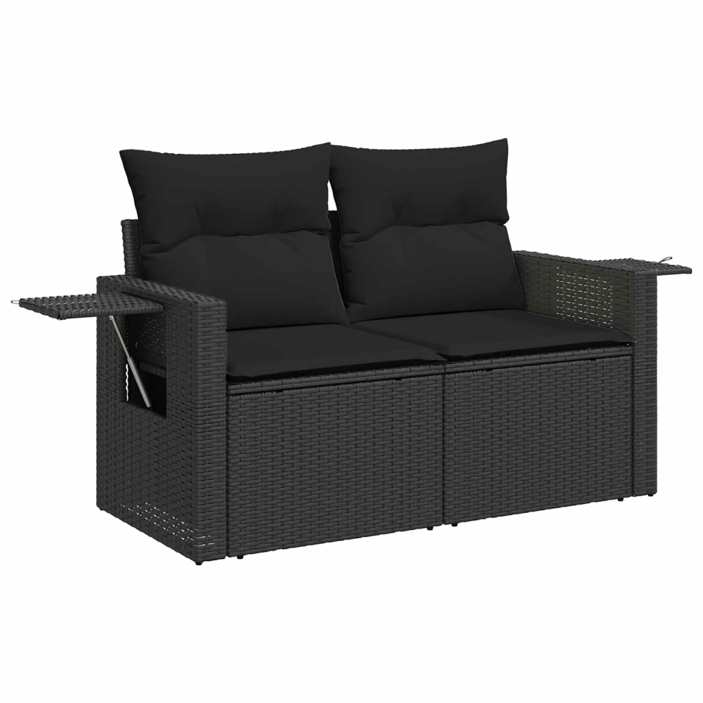 Set Divano da Giardino con cuscino con archiviazione 9 pcs Nero