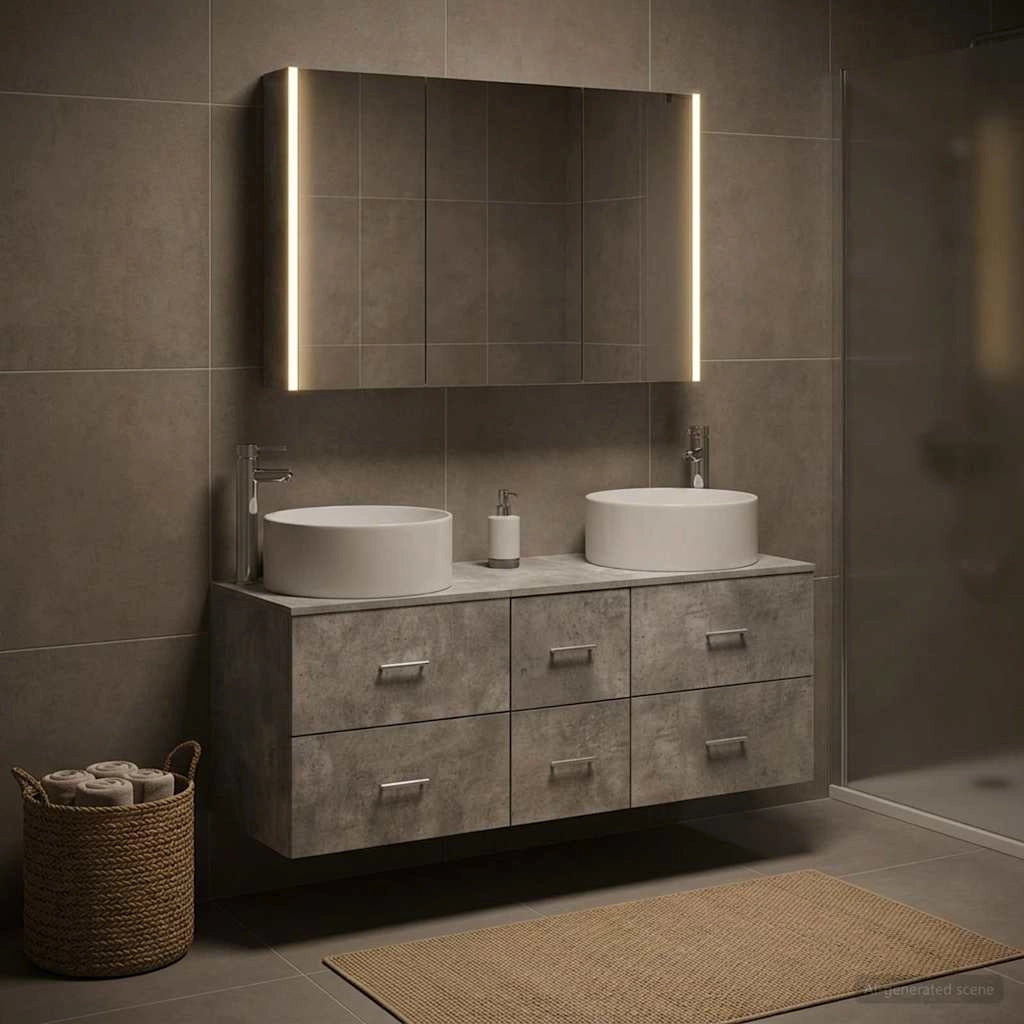 Set di mobili per il bagno 4 pz Grigio Cemento 3407106