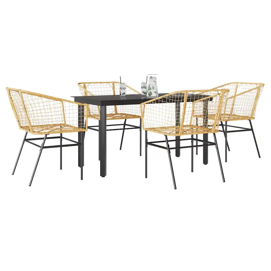 Set da Pranzo da Giardino 5pz Polyrattan Vetro 3334592