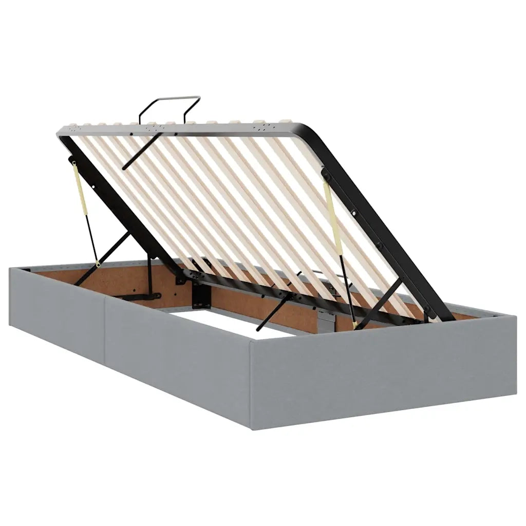 Letto con contenitore e LED con led Grigio chiaro 90 x 200 cm