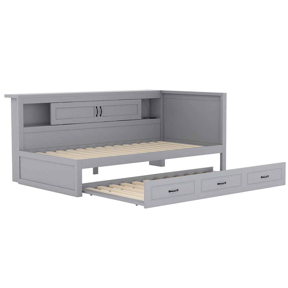 Divano letto daybed - Xylo - 90x200 cm LED USB contenitore grigio