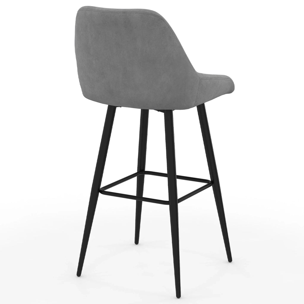 IDMarket - Set di 4 sgabelli da bar THALYA in velluto misto blu, grigio chiaro, grigio scuro, giallo