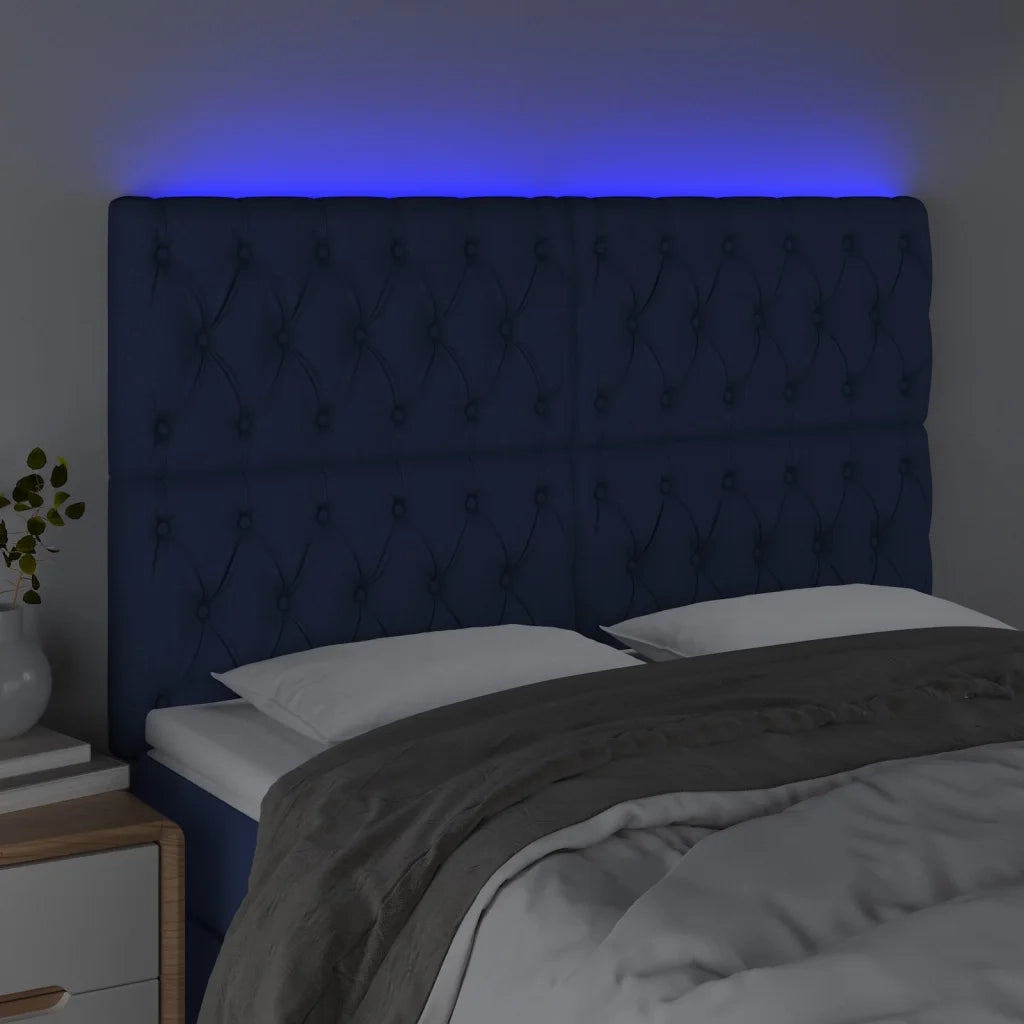 Testiera a LED-Testata con LED Blu 160x7x118/128 cm in Tessuto