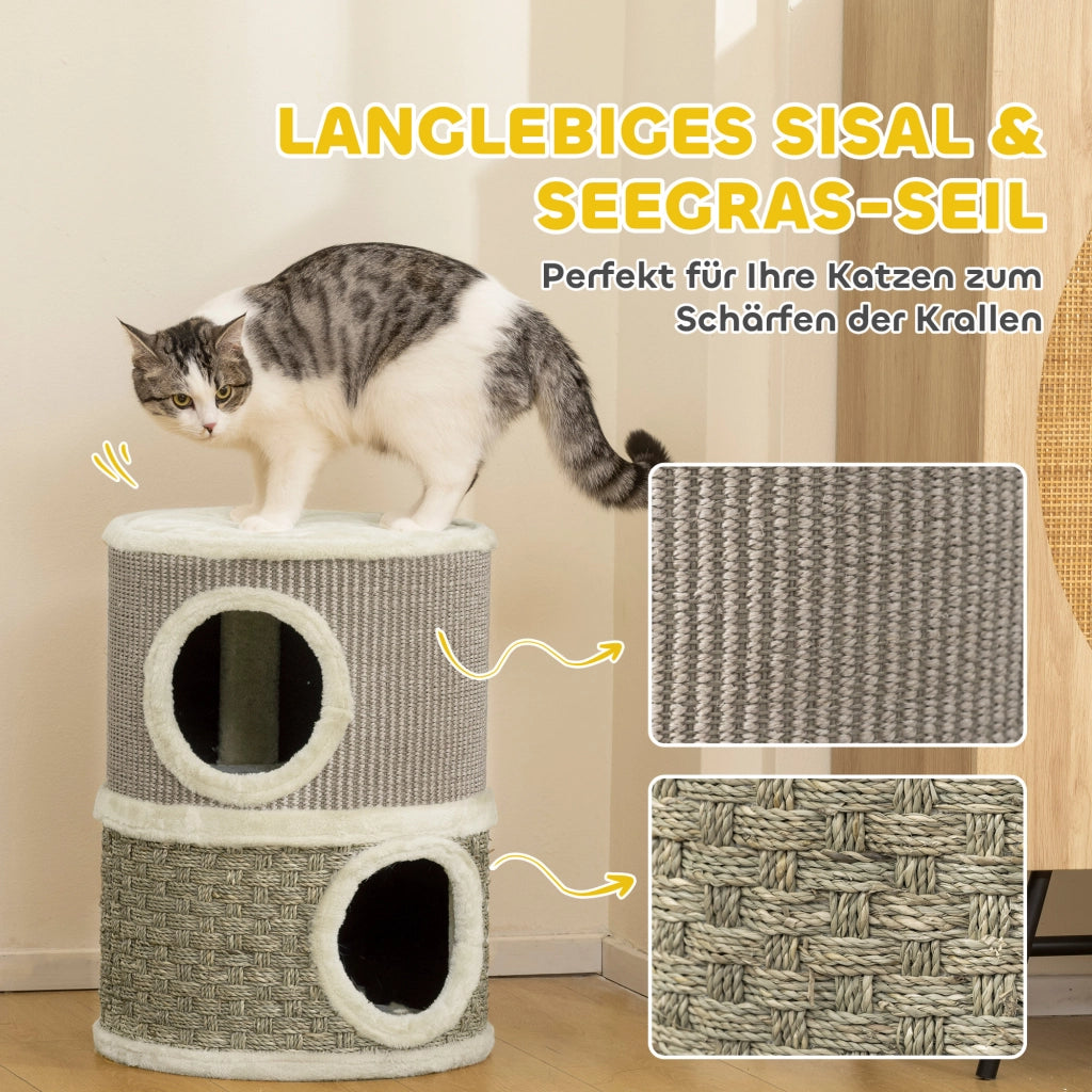 Torretta Tiragraffi per Gatti a Due Livelli ¨C zephmum ¨C Khaki e Caff¨¨