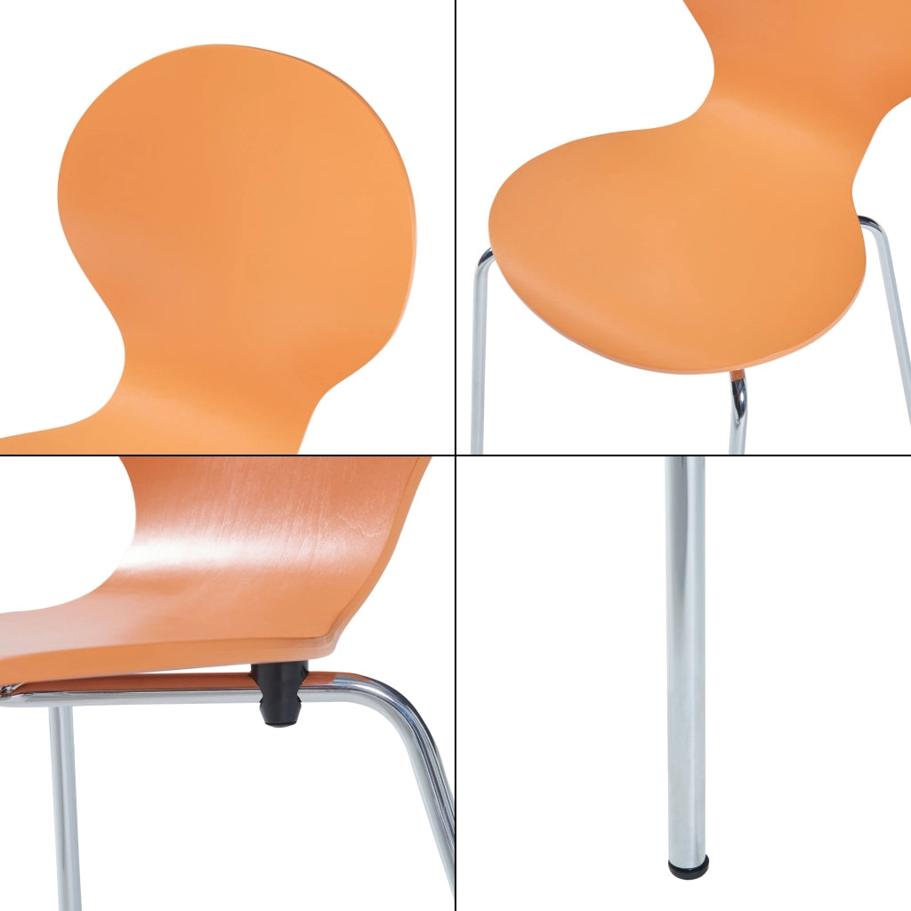 Set di 4 Sedie da Sala ETNE Impilabili - Arancione / Cromato [en.casa]