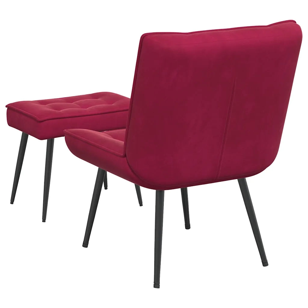 Poltrona Relax con Poggiapiedi Rosso Vino in Velluto 4012331
