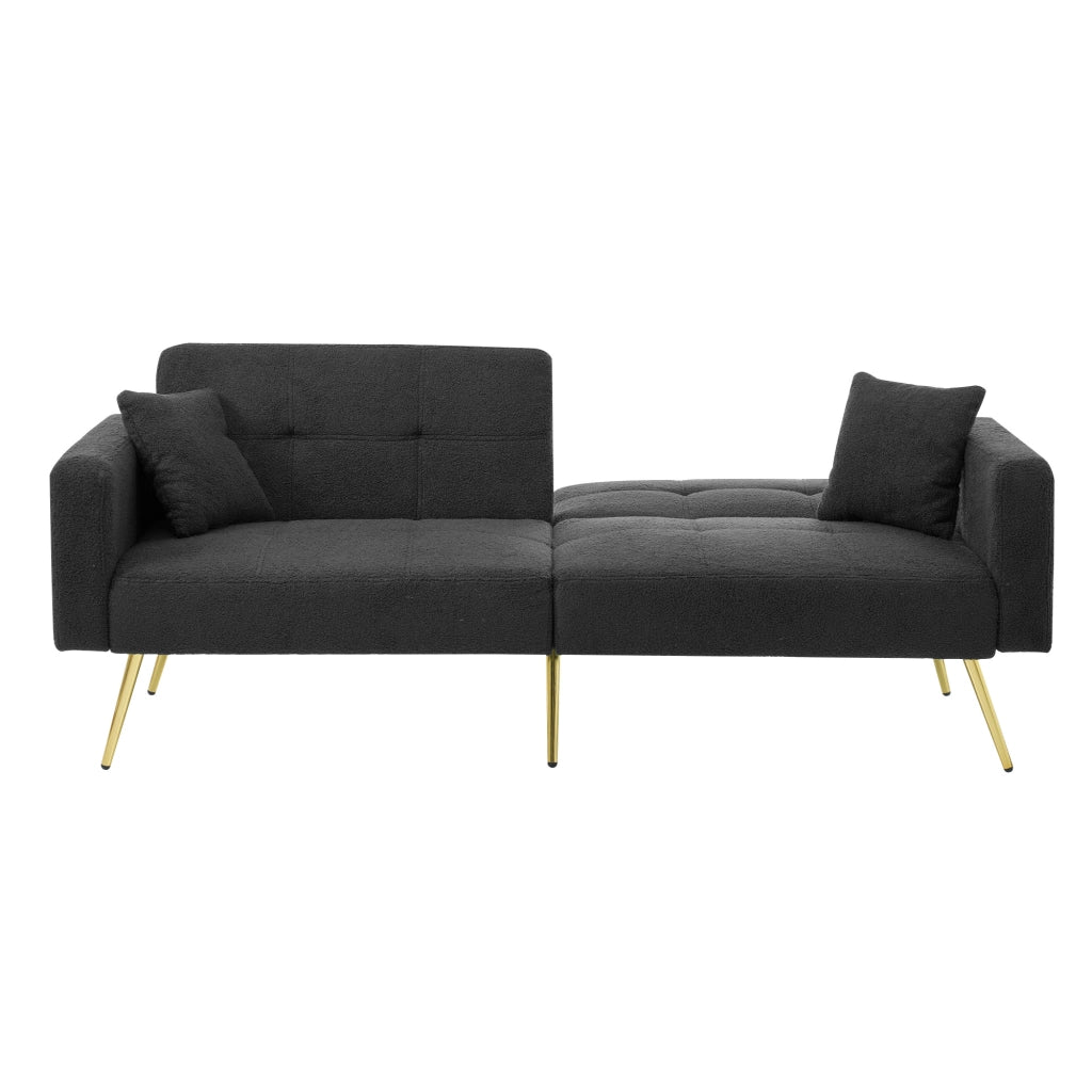 Divano letto con angolo regolabile - Zephmum- Gambe dorate, cuscini e tasche laterali