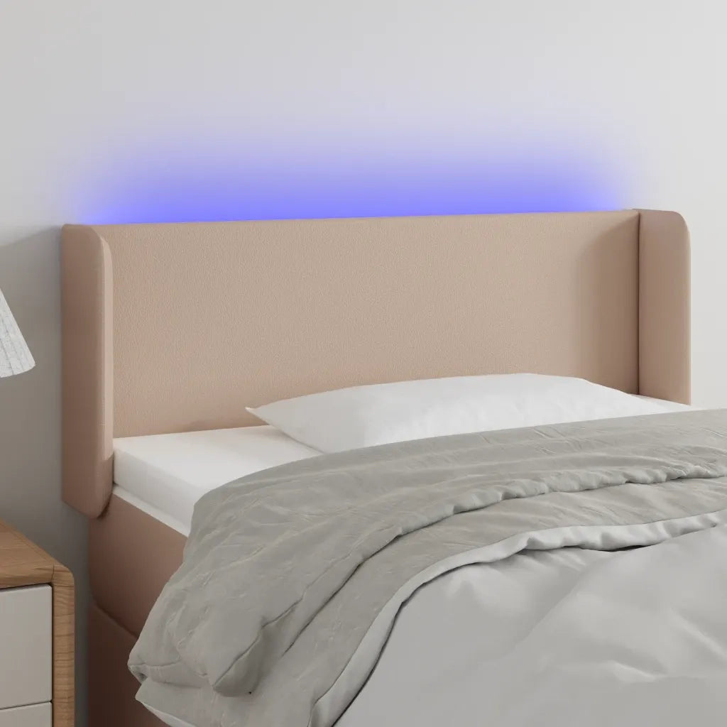 Testiera | Testata Cappuccino a LED 83x16x78/88 cm in Similpelle