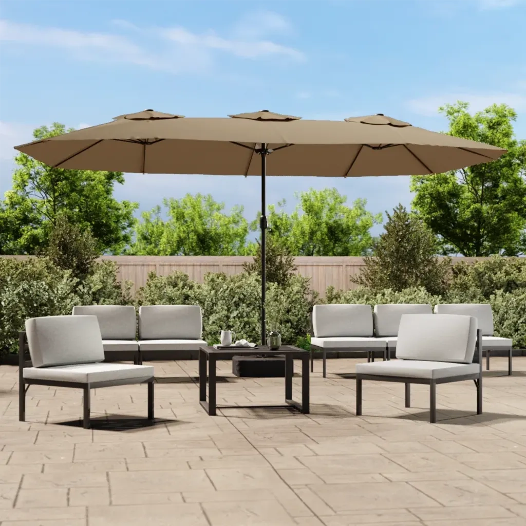 Ombrello | Parasolne a Doppia Testa con LED Tortora 449x265 cm