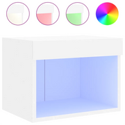 Comodino | Armadio da Notte | Mobiletto da notte con Luci LED a Parete Bianco