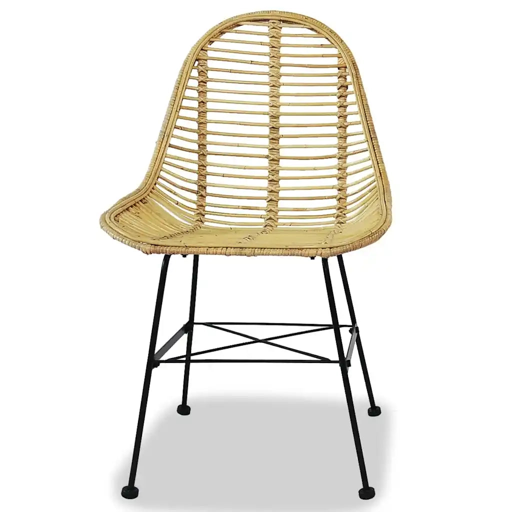 Sedie da Pranzo 2 pz in Rattan Naturale 244569