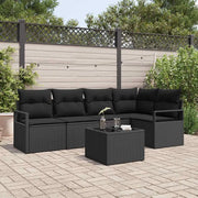 Set di divani con cuscino 6 pcs Nero polyrattan