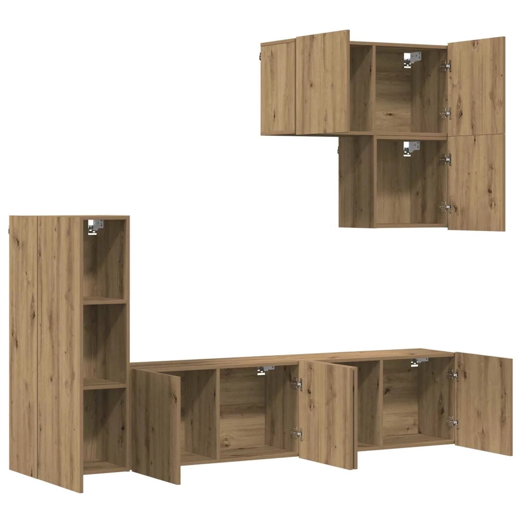 Unit¨¤ TV da Parete 5 pz | Armadietto TV | Mobile Porta TV Rovere artigianale Legno multistrato