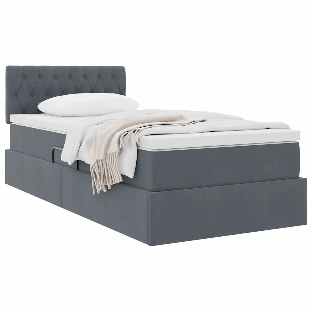 Letto con Contenitore Grigio scuro 100 x 200 cm Velluto
