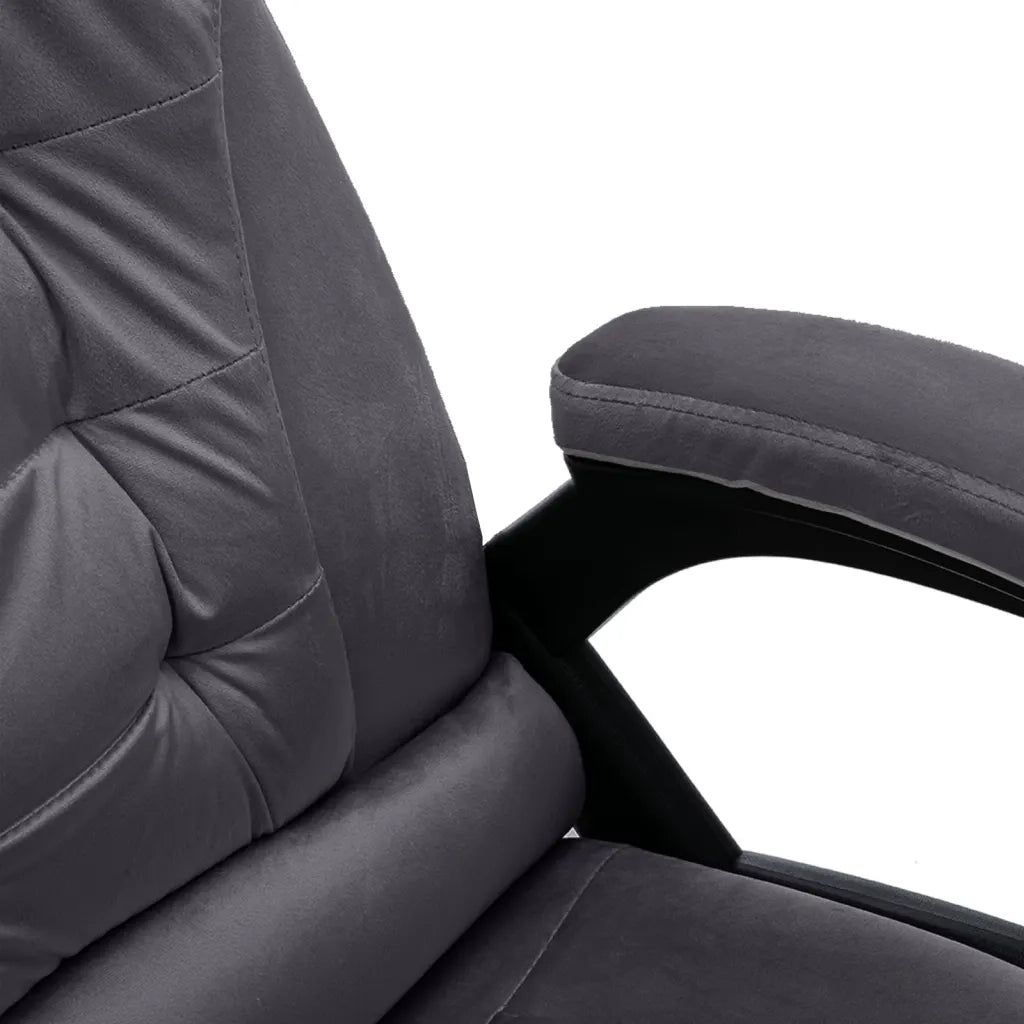 Sedia da Ufficio | Sedia da Gaming Massaggiante Grigio Scuro in Velluto
