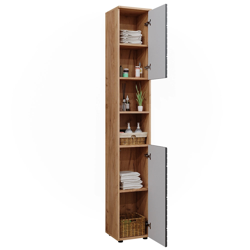Vicco Mobiletto da bagno Antracite con struttura a nido d'ape 30 x 192 cm