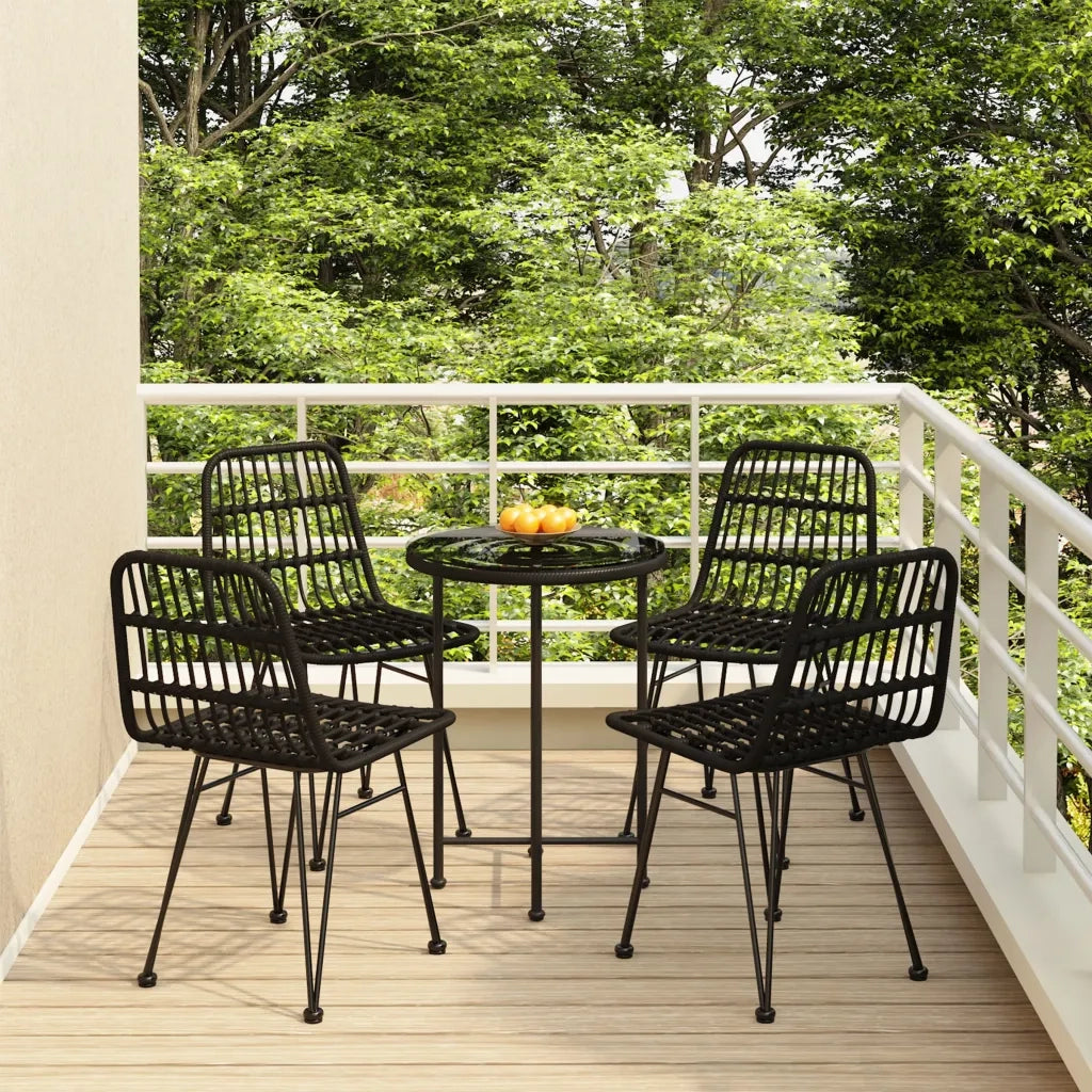 Set da Pranzo da Giardino 5 pz Nero in Polyrattan 3157840