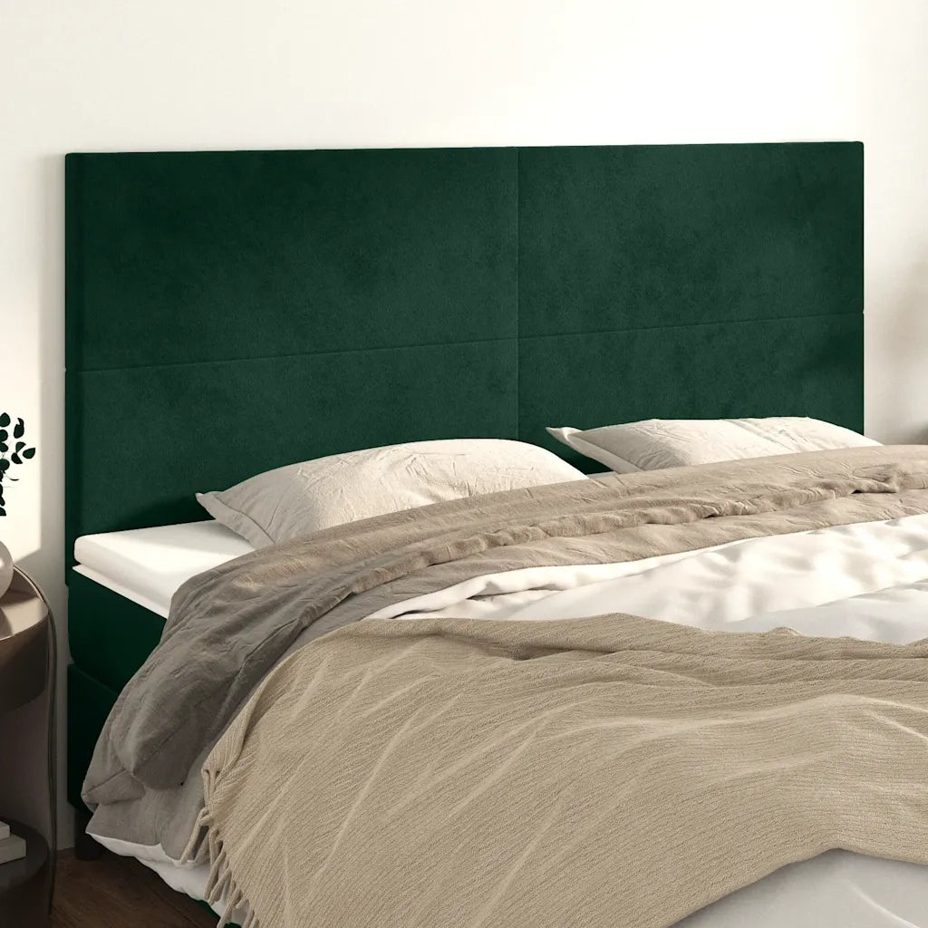 Testiera | Testata Verde Scuro 200x5x118/128 cm Velluto