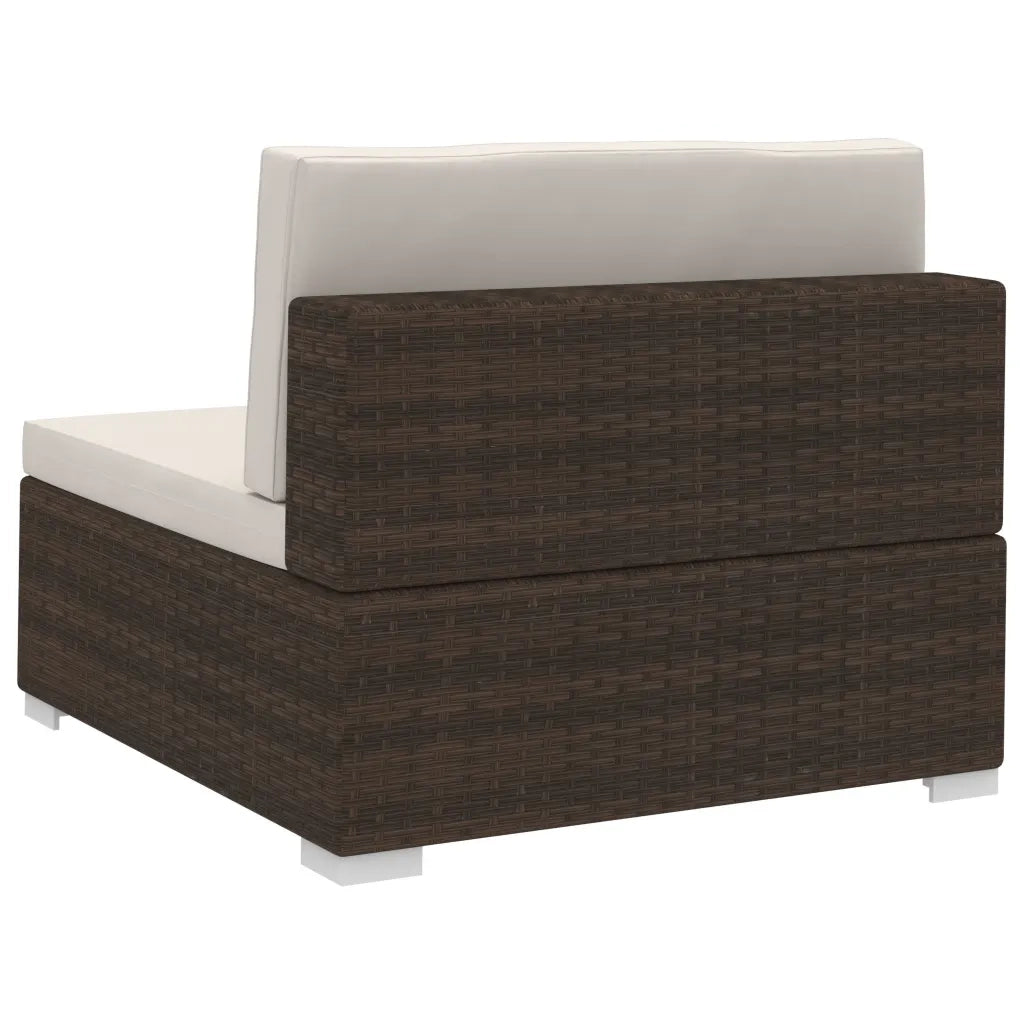 Set Divani da Giardino 3 pz con Cuscini in Polyrattan Marrone 47265