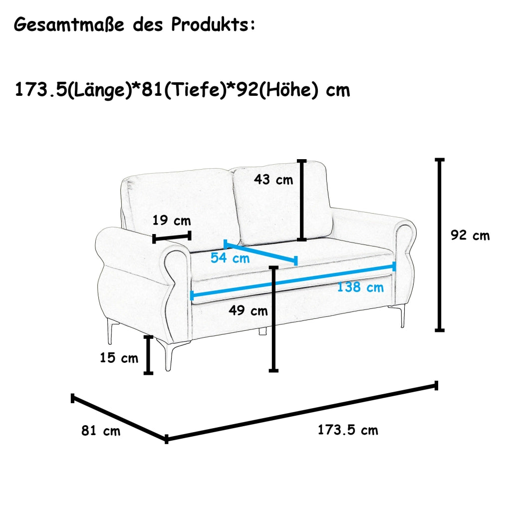 Divano 3 Posti ¨C MINIMAL ¨C Tessuto, Comodo e Robusto