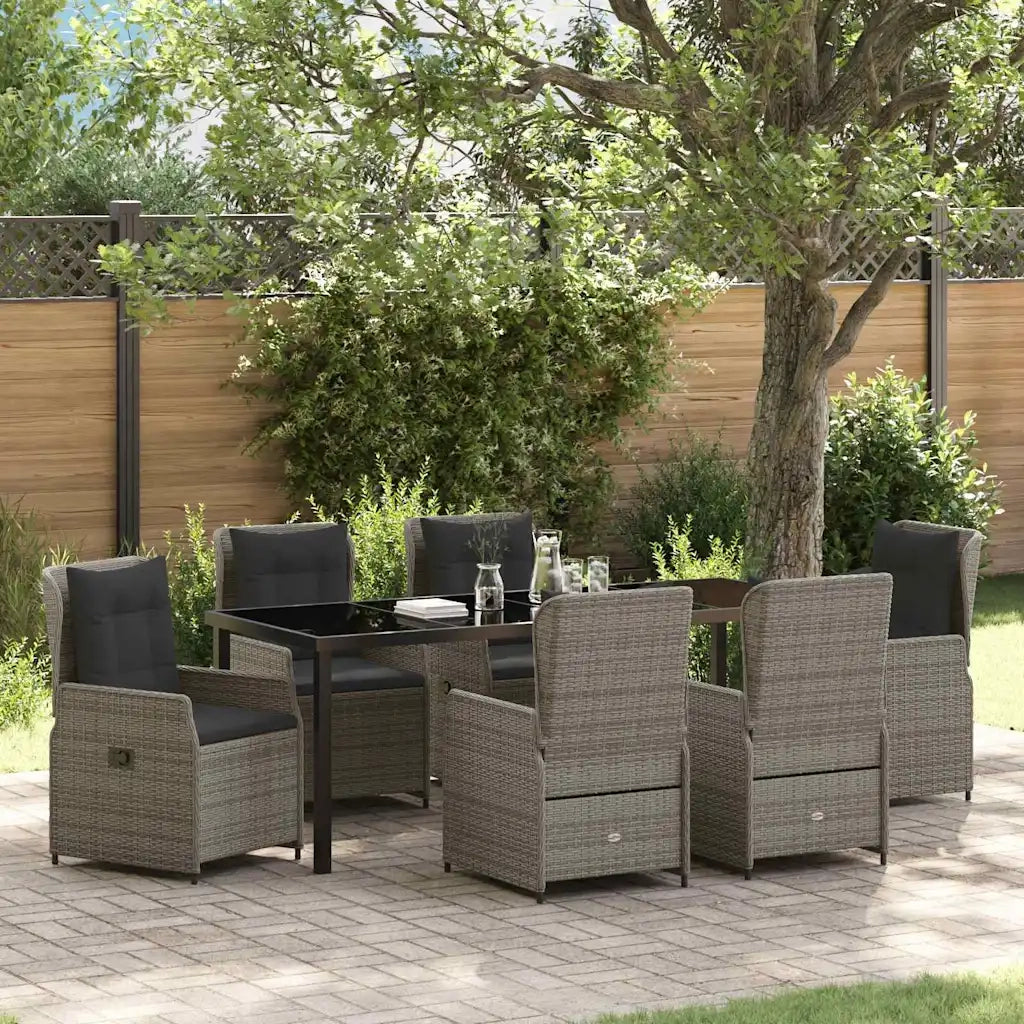 Set da Pranzo per Giardino 7 pcs Grigio polyrattan 3380958