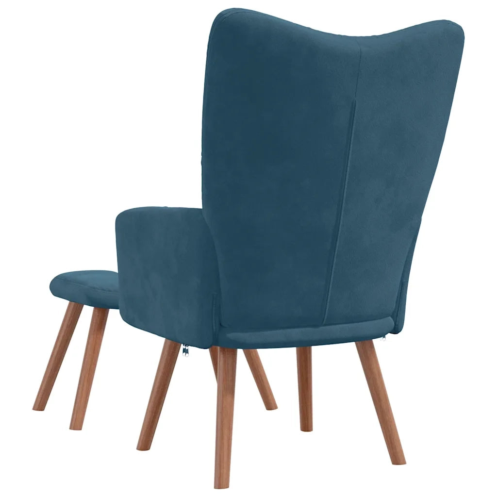 Poltrona Relax | Sedia Relax con Poggiapiedi Blu in Velluto
