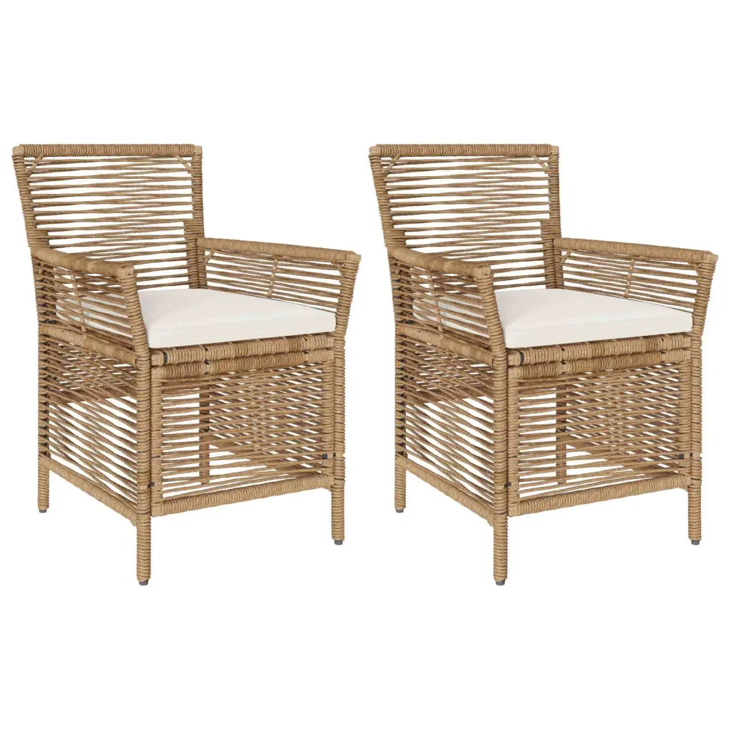 Sedia da giardino con cuscino 2 pz | Sedie da Esterno Beige e Crema polyrattan