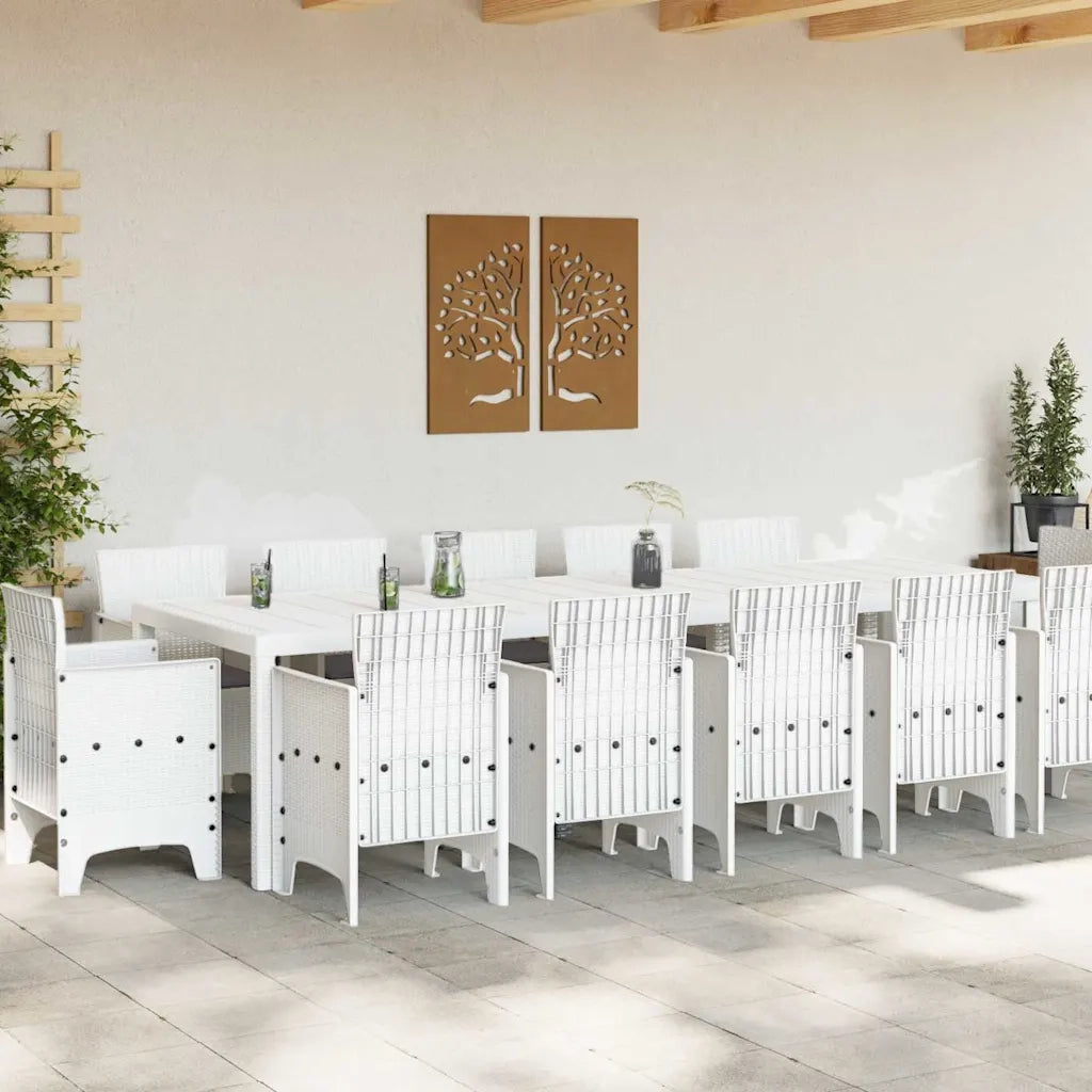 Set da Pranzo per Giardino con cuscino 13 pcs Bianco 3378625
