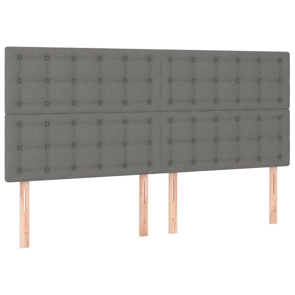 Testiera-Testata Decorativa Grigio Scuro 200x5x118/128 cm Tessuto 378857