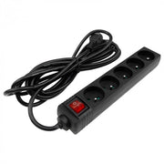 Multipresa 5 prese 5 m con terra interruttore nera Ecolight