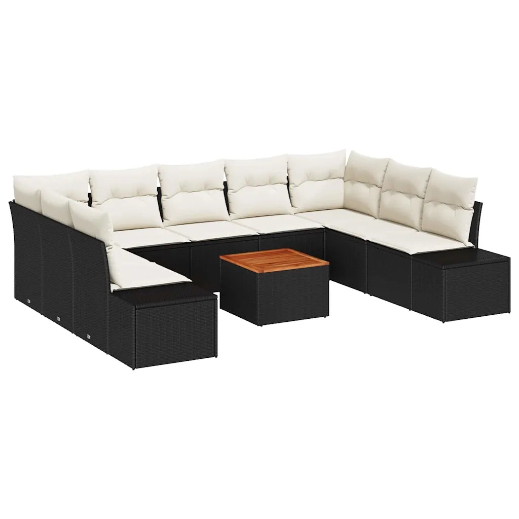 Set Divano da Giardino 10 pcs Nero e bianco