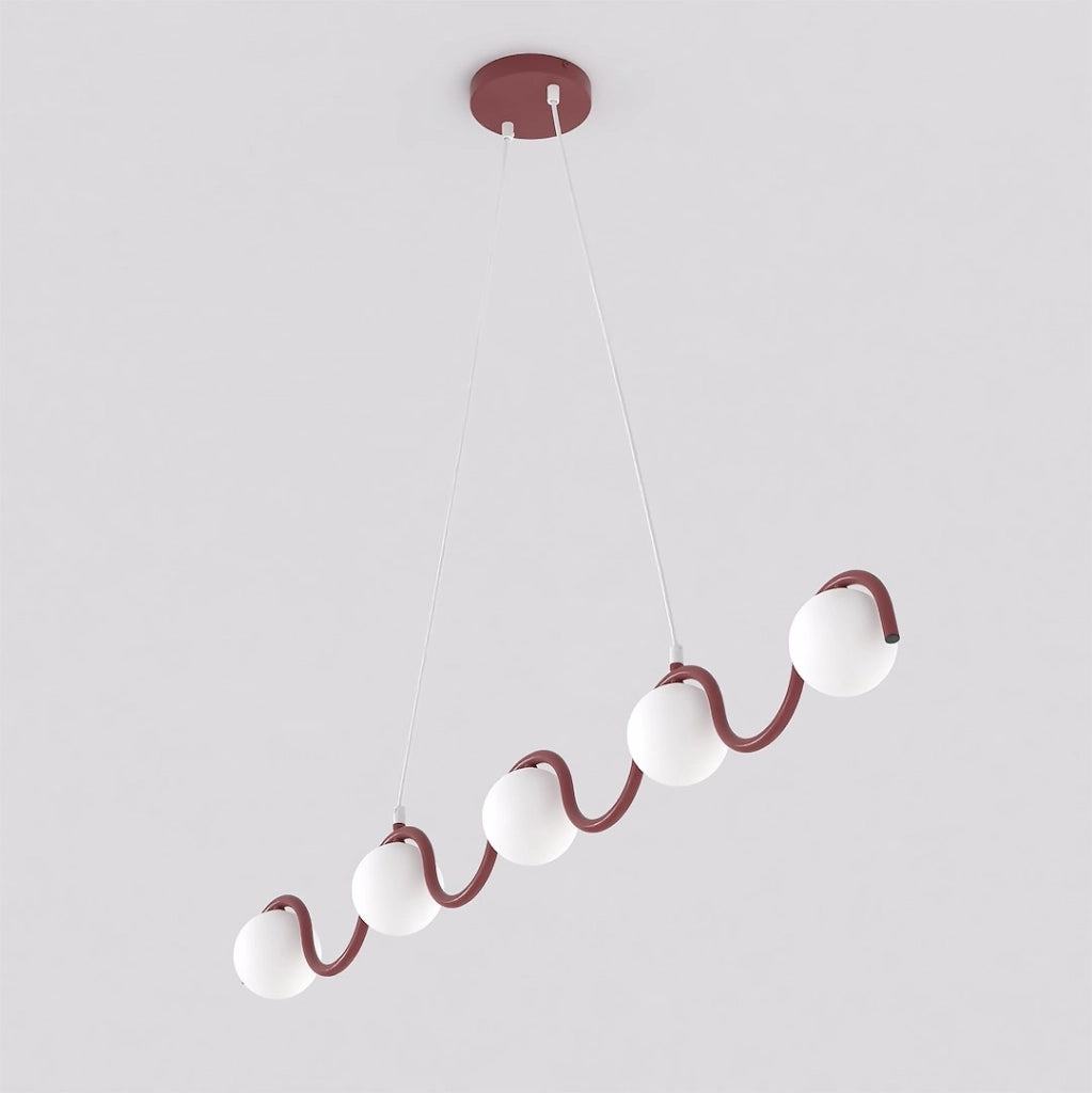 Lampada sospesa SINUS 5xG9 bordeaux bianca Emibig