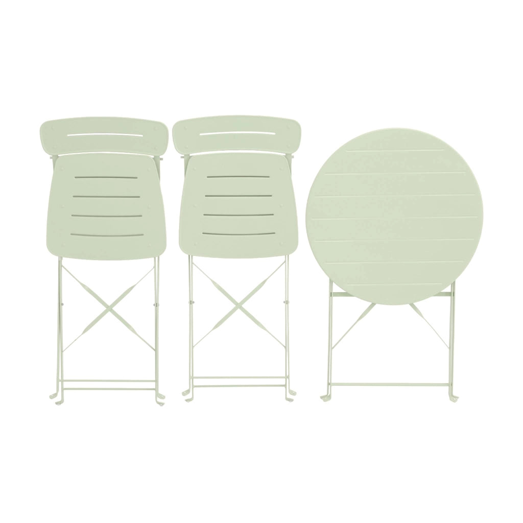 Set tavolo da giardino bistrot pieghevole rotondo in acciaio, 2 sedie,