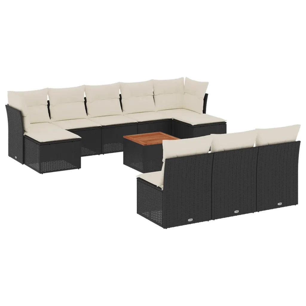 Set Divani da Giardino 11 pz con Cuscini in Polyrattan Nero 3256196
