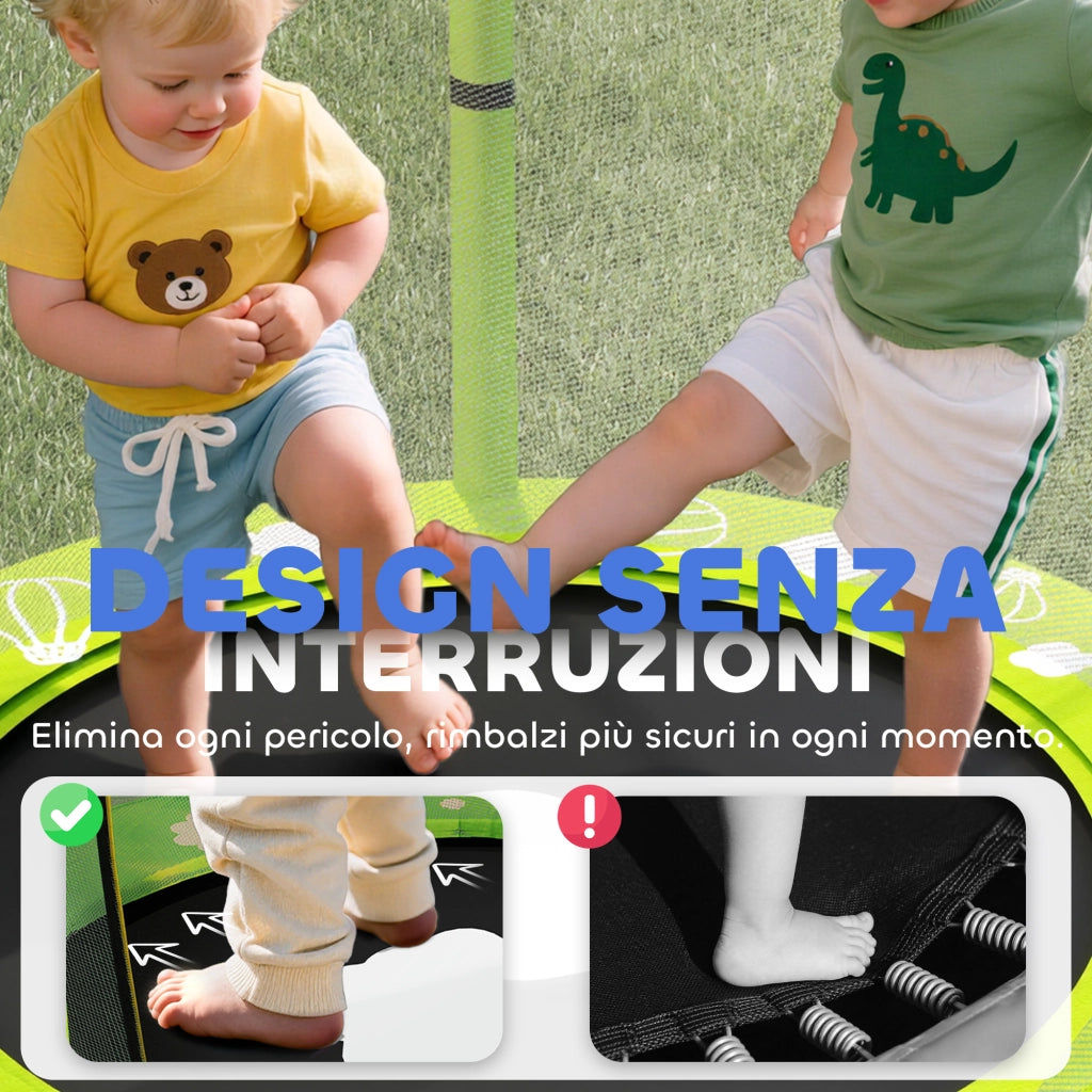 Trampolino per Bambini ¨C zephmum ¨C Verde, ?140 cm, con Rete di Sicurezza