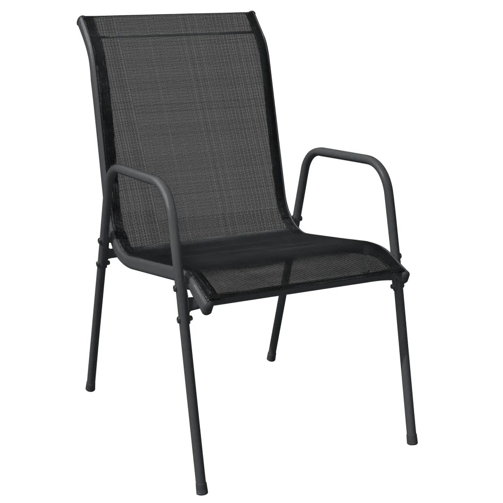 Set da Pranzo da Giardino 5 pz Nero in Acciaio e Textilene 3200684