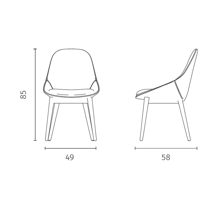 Sedia da pranzo Astrid con struttura in massello di noce e seduta imbottita in tessuto ruggine - Design contemporaneo ed elegante