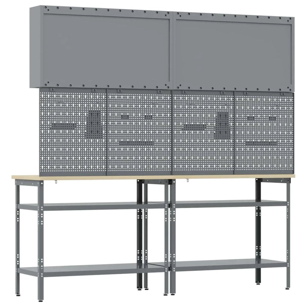 Set banco da lavoro con lo scaffale 8 pcs Nero e Grigio 3321500