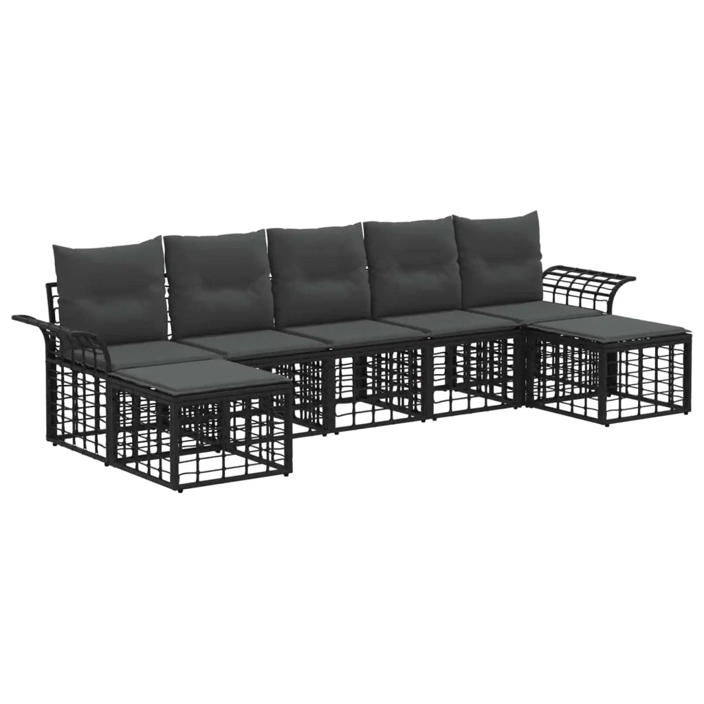 Set di divani da esterno 7 pcs Nero e Grigio scuro Poliestere 3437745